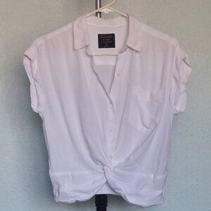 Abercrombie & Fitch XS White Short-Sleeve Twist-Front Shirt